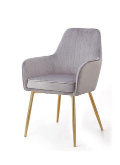 Wooden Twist Wooden Twist Velour Modern Cafe Dining Chair Metal Legs (Light Grey)  - Image 1
