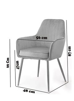 Wooden Twist Wooden Twist Velour Modern Cafe Dining Chair Metal Legs (Light Grey)  - Image 2