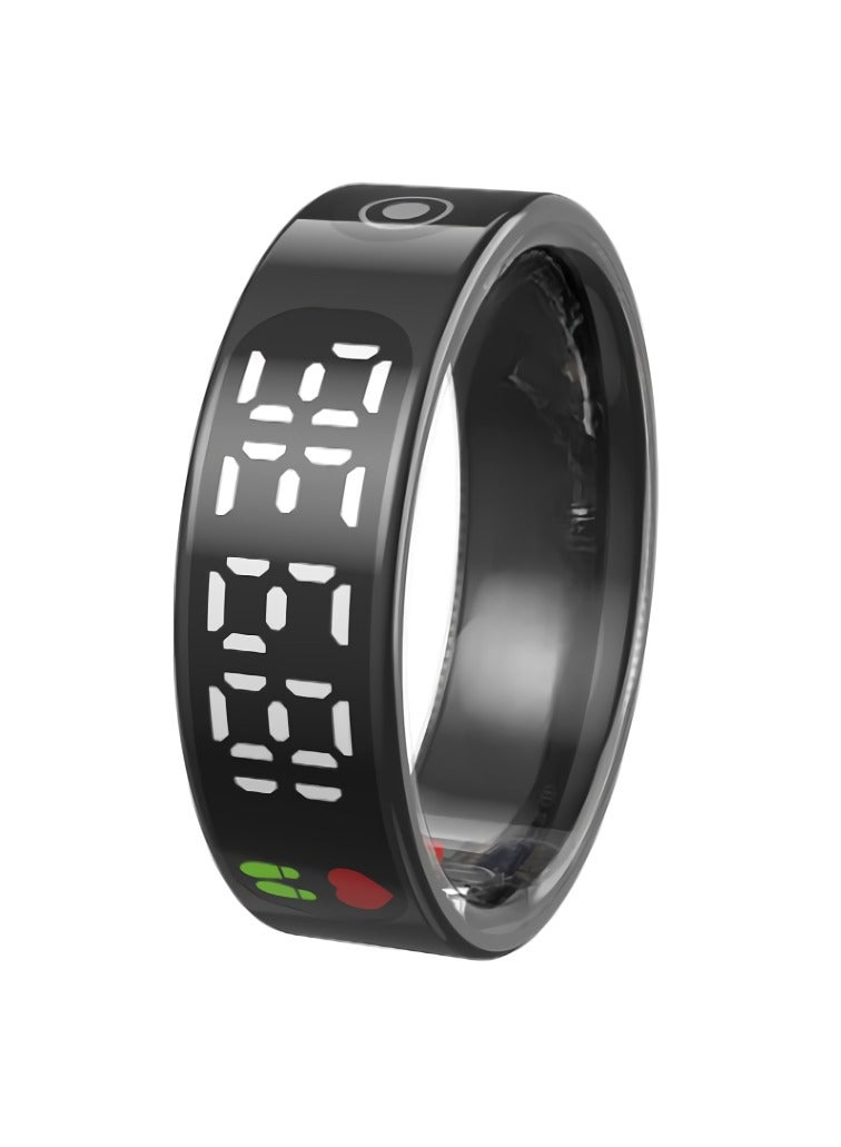 SR09 Smart Ring, Comfortable Rechargeable Fitness Tracker Ring, IP68 Waterproof Digital Display Smart Health Monitoring Ring, Lightweight Bluetooth Ring With Oxygen Heart Rate Sleep Monitoring, (Black) - Image 1