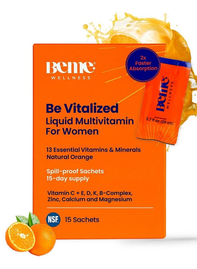 BeMe Liquid Multivitamin for Women - 2X Faster Absorption & High Bioavailability - Vitamin C+E, D, K, Calcium, Zinc, Magnesium - Clinically Tested Womens Multivitamin, Non-GMO, Soy, Dairy Free - Image 1