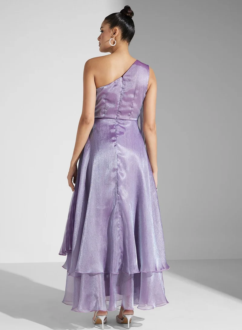 Iyra Pleated One-Shoulder Dress