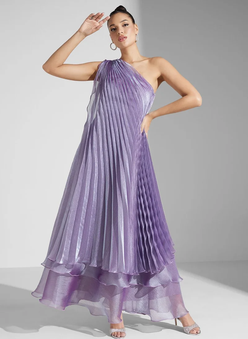 Iyra Pleated One-Shoulder Dress