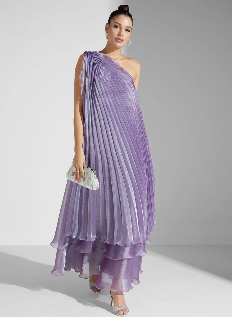 Iyra Pleated One-Shoulder Dress