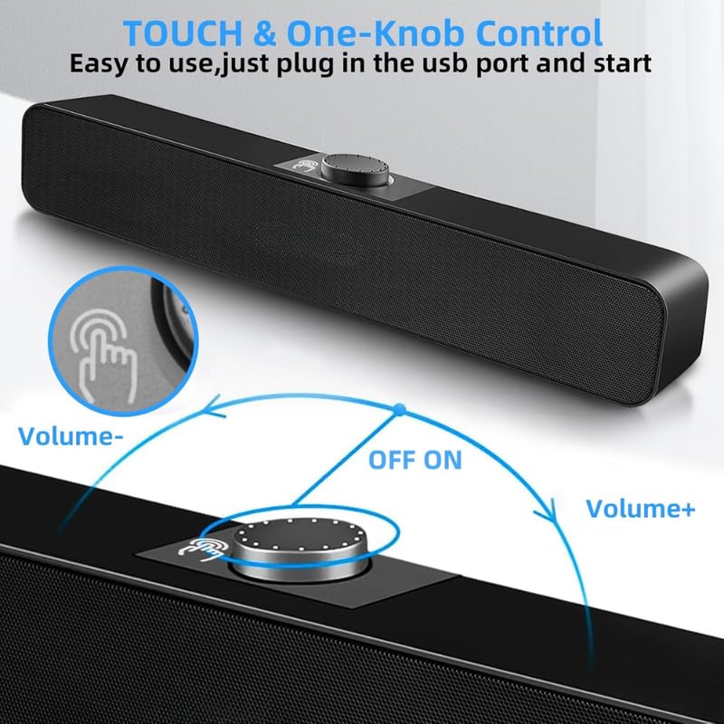 Drumstone 𝟏𝟓 𝐘𝐞𝐚𝐫𝐬 𝐖𝐚𝐫𝐫𝐚𝐧𝐭𝐲 Bluetooth PC Speakers Soundbar, USB-Powered Desktop Speaker for Monitor, Laptop, Tablet, PS5 | V5.3 Stereo Sound, Touch Control, AUX/Bluetooth Connectivity - Image 3