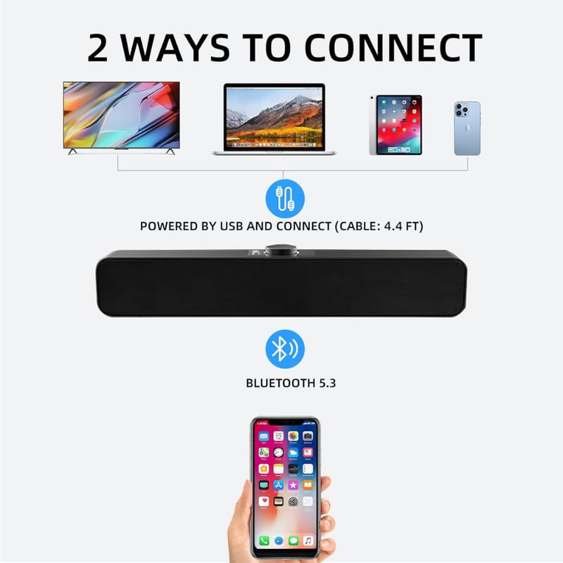 Drumstone 𝟏𝟓 𝐘𝐞𝐚𝐫𝐬 𝐖𝐚𝐫𝐫𝐚𝐧𝐭𝐲 Bluetooth PC Speakers Soundbar, USB-Powered Desktop Speaker for Monitor, Laptop, Tablet, PS5 | V5.3 Stereo Sound, Touch Control, AUX/Bluetooth Connectivity - Image 2