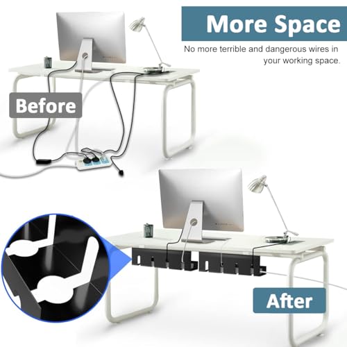 Serplex® Under Desk Cable Organizer Desktop Power Extender Organizer Tray No Drill Home Office Tangle Free Under Desk Power Cord Organizer for Outlet Extension, Power Cords, 15.75''x3.94''x4.72'' - Image 3
