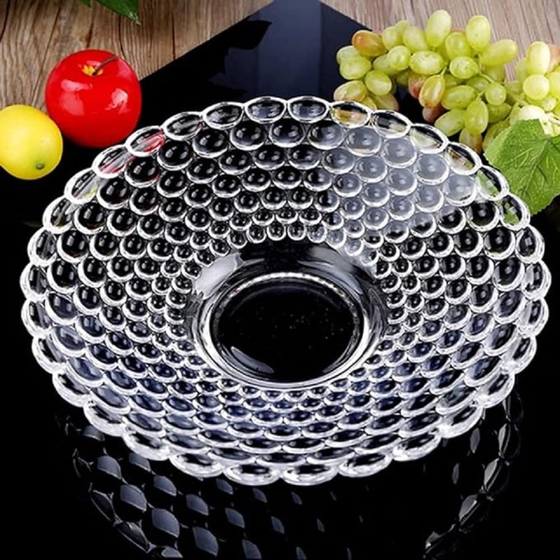 Luxansa Glass Fruit Bowl Plate for Dining Table Beautiful Crystal Decoration Serving Dry Fruits Bowl Set Flower Shaped GiftingDinnerware Servings - Image 1