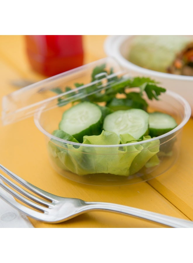 Restaurantware LIDS ONLY: Basic Nature To Go Container Lids, 500 Plastic Condiment Cup Lids - Pair With Deli Containers, Dome Lids, Clear PLA Plastic Portion Cup Lids, For Takeaway Orders - Image 3