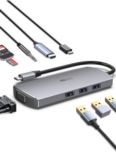 MiOne 9-in-1 USB Hub Multi-port Supports Fast Charging Grey  - Image 1