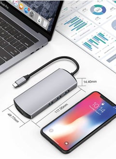 MiOne 9-in-1 USB Hub Multi-port Supports Fast Charging Grey  - Image 5