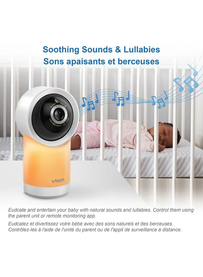 vtech 1080P Smart Wifi Remote Access 360 Degree Pan & Tilt Video Baby Monitor With 5” Highdefinition 720P Display Night Light White