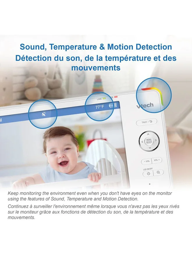vtech 1080P Smart Wifi Remote Access 360 Degree Pan & Tilt Video Baby Monitor With 5” Highdefinition 720P Display Night Light White