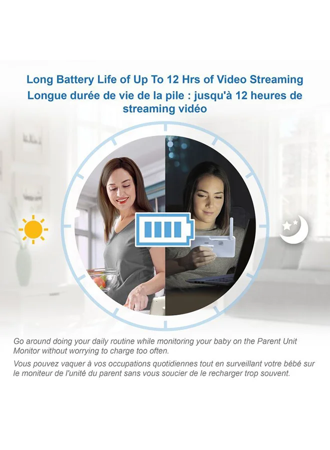 vtech 1080P Smart Wifi Remote Access 360 Degree Pan & Tilt Video Baby Monitor With 5” Highdefinition 720P Display Night Light White