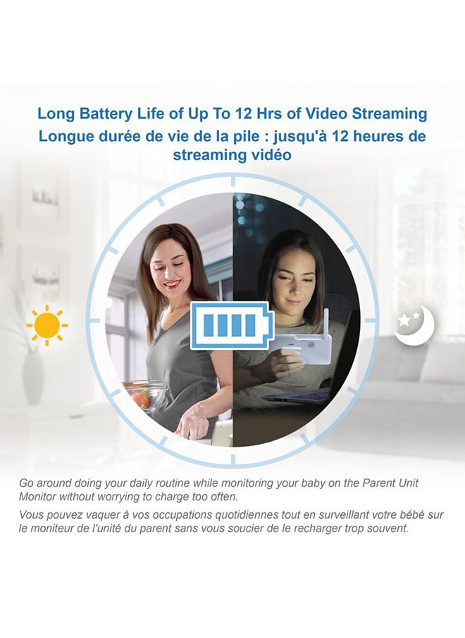 vtech - 1080P Smart Wifi Remote Access 360 Degree Pan & Tilt Video Baby Monitor With 5” Highdefinition 720P Display Night Light White - Image 1