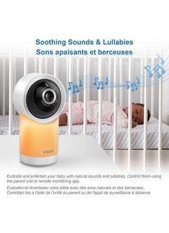 vtech جهاز مراقبة الطفل فيديو ذكي بدقة 1080 بكسل، يمكن الوصول إليه عن بعد بزاوية 360 درجة وإمالة مع شاشة عرض عالية الوضوح 5 بوصات وإضاءة ليلية 720 بكسل باللون الأبيض  - Image 3