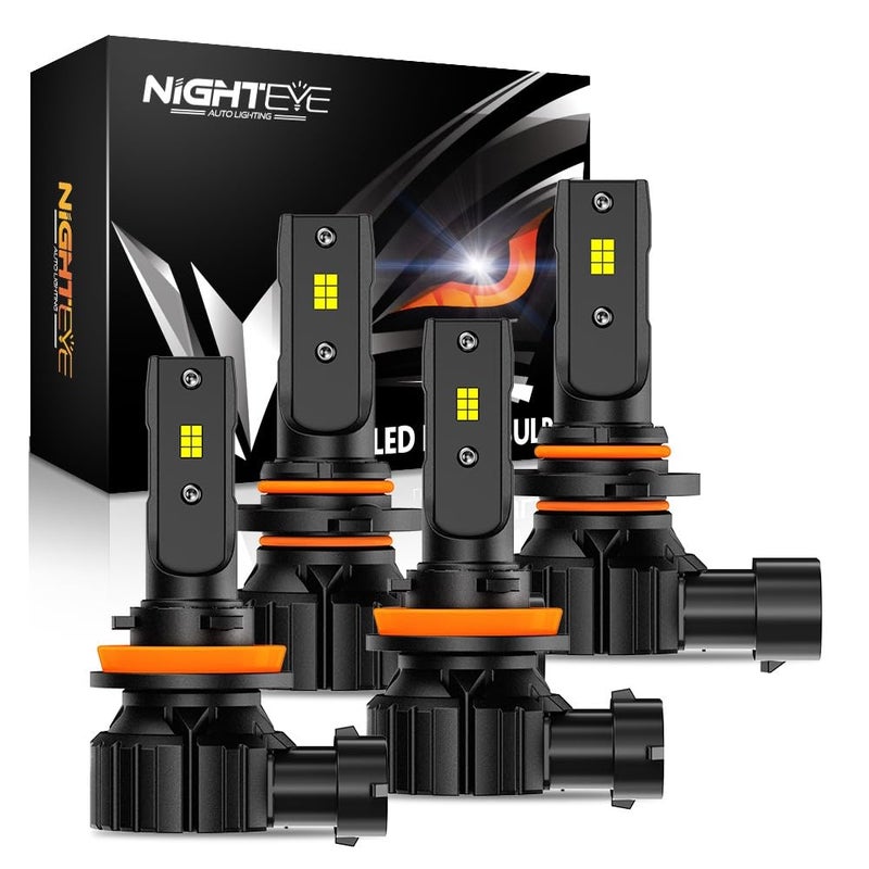 NIGHTEYE 9005 9006 Fog Light 40000LM 6500K 9005HB3 High Beam 9006HB4 Low Beam Bulb LED Fog Light Kit Plug and PlayPack of 4 - Image 2
