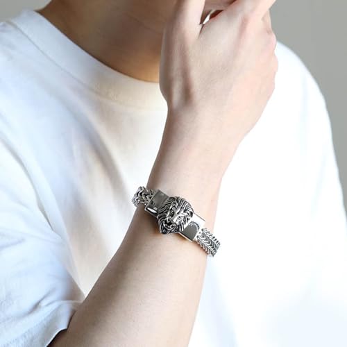 Peora Gold Plated Stainless Steel Metal Bracelet Openable Lion Head Design Stylish Jewellery for Men & Boys - Image 2