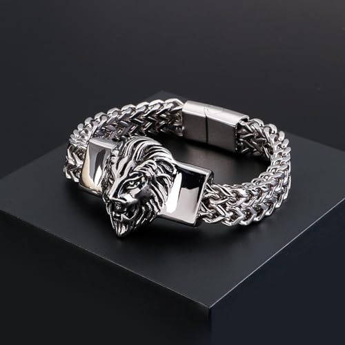 Peora Gold Plated Stainless Steel Metal Bracelet Openable Lion Head Design Stylish Jewellery for Men & Boys - Image 3