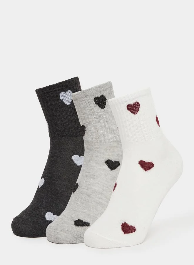 Styli Pack of 3 - Heart Print Quarter Socks