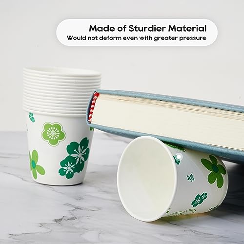 JOLLY PARTY [300 Pack] Paper Cups, 3oz Disposable Bathroom Cups, Mouthwash Cups, Cold Disposable Drinking Cup for Party, Picnic, BBQ, Travel, and Event, Green Floral - Image 5