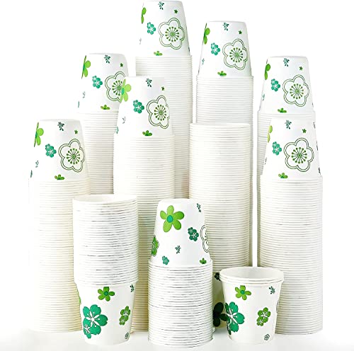 JOLLY PARTY [300 Pack] Paper Cups, 3oz Disposable Bathroom Cups, Mouthwash Cups, Cold Disposable Drinking Cup for Party, Picnic, BBQ, Travel, and Event, Green Floral - Image 1