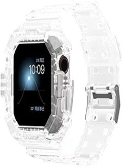 Silicone Band with Rugged Case for Apple Watch Series SE 7 6 5 4 3 2 for iWatch 42mm / 44mm Strap (Transparent)
