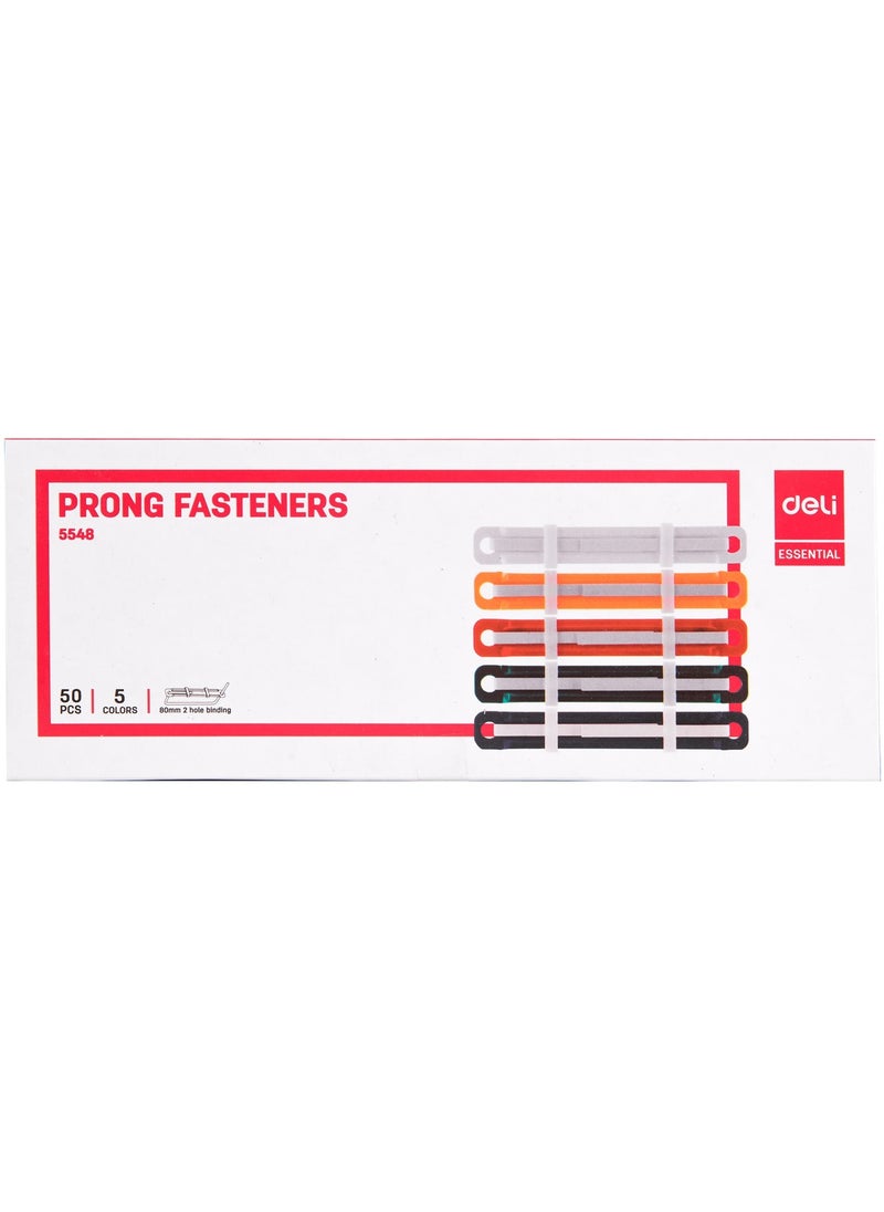 Deli E5548 Prong Fasteners - 80mm, 2-Hole Binding, Assorted Colors  - Image 4