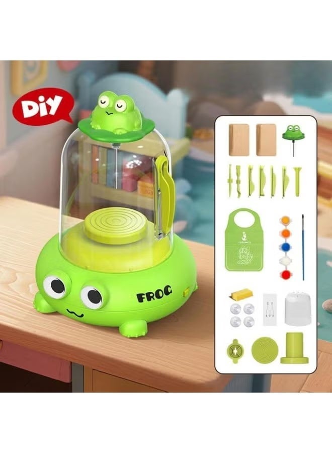 Frog Pottery Wheel DIY Kit for Kids – Electric Clay Craft Set with Tools, Paints & Frog Apron – Educational Creative Toy for Arts & Crafts – Safe, Durable & Fun Gift for Children - Image 3