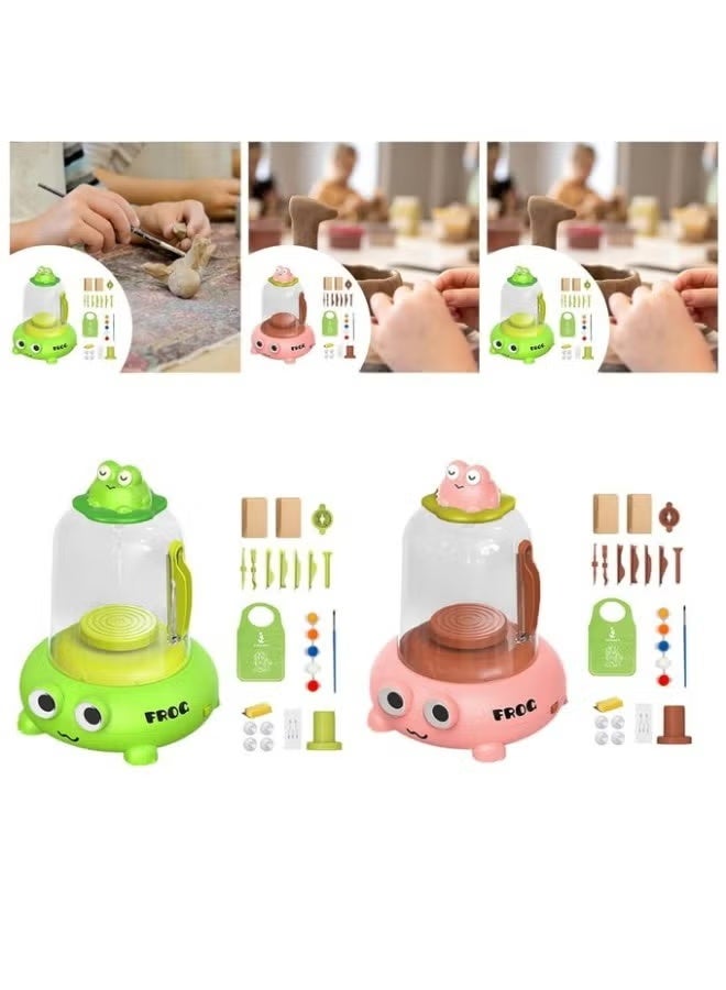 Frog Pottery Wheel DIY Kit for Kids – Electric Clay Craft Set with Tools, Paints & Frog Apron – Educational Creative Toy for Arts & Crafts – Safe, Durable & Fun Gift for Children - Image 4
