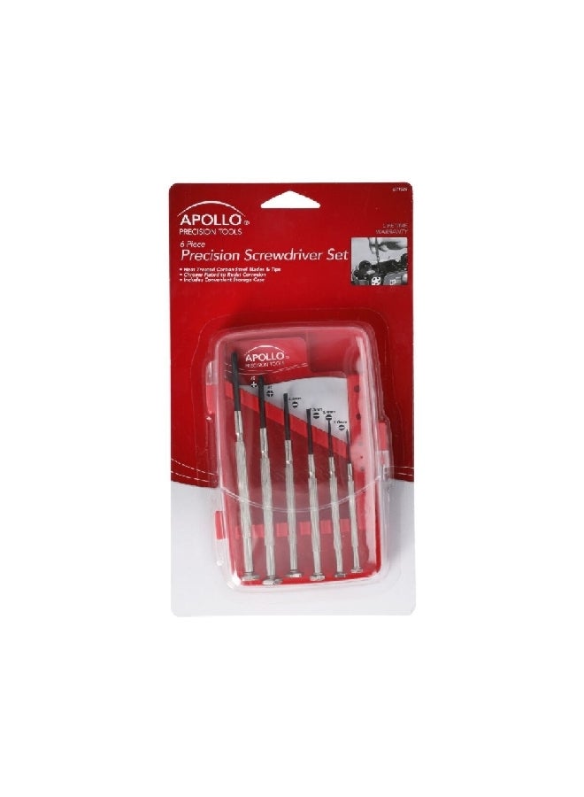 Apollo 6-Piece Precision Screwdriver Set Silver and Black  2.286 x 22.352 x 11.43 cm DT-1200
