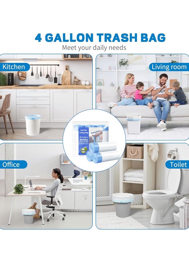 4 Gallon Trash Medium Bags Drawstring,Separated Thick Plastic Wastebasket Liners for Toilet Home Office and Bedroom,75 Count - Image 5