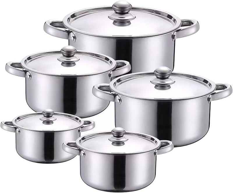predolo Multi Size Kitchen Pots Set Stainless Steel Stockpots with Lids for Home Cooking - Image 5