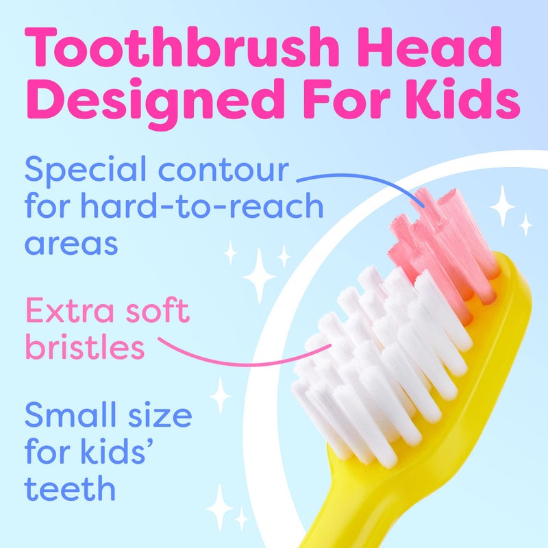 Trueocity Kids Toothbrush 4 Pack - Soft Bristles with Suction Cup - Toothbrush Kids, Child Sized Brush Heads, 3-10 Year Old Kid Toothbrush with Easy Storage - Toddler, Girl and Boy Set (4-Pack, Multi-Color) - Image 3