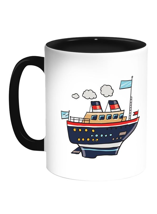 RKN Passenger Steamer Printed Coffee Mug White/Black 11ounce - Image 1