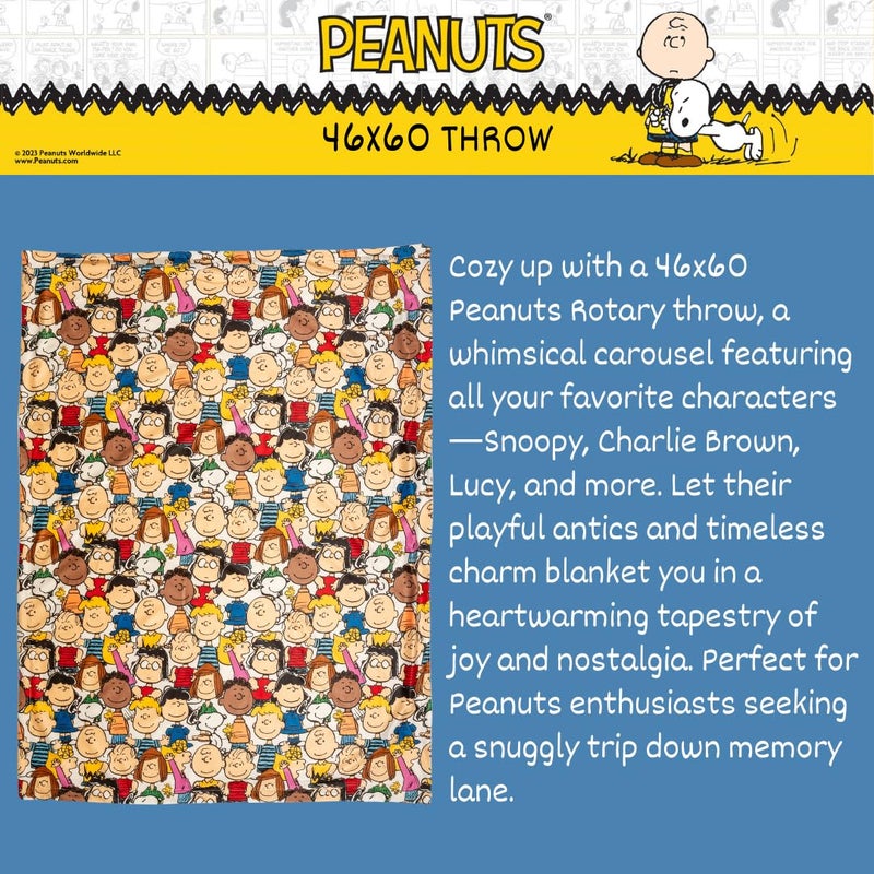 Franco Franco Collectibles Peanuts Snoopy & Pals Bedding Super Soft Cozy Throw  46 in x 60 in  (100% Officially Licensed Product)  - Image 3