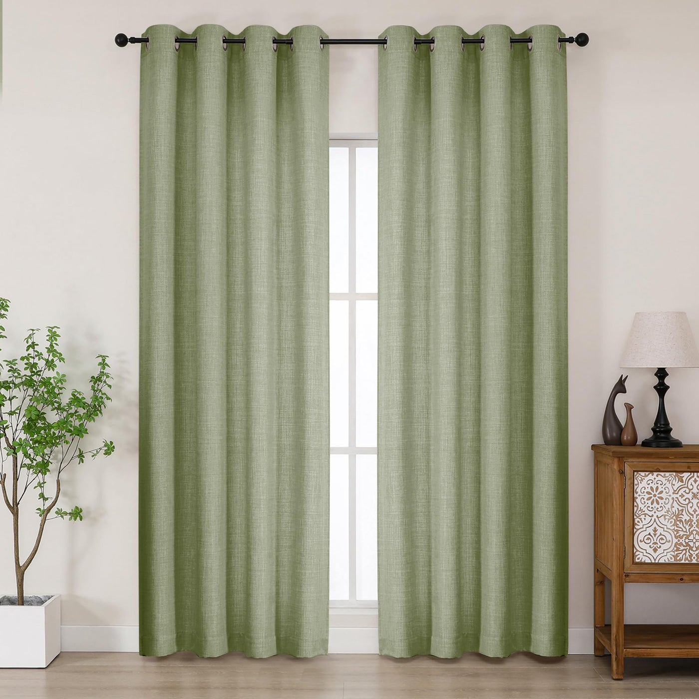 Chyhomenyc Sage Green Curtains 84 Inches Long 2 Panels Set, Light Filtering Faux Linen Textured Soft Airy Window Curtains for Living Room Bedroom, Thick Modern Privacy Grommet Drapes, 50Wx84L, 2PCS