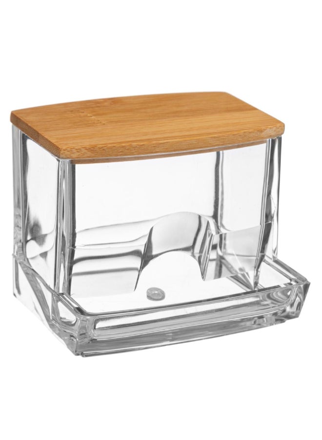 Five Simply Smart Selena Cotton Swab Dispenser Clear and Brown 7.4 x 8 x 9.3 cm 161081 - Image 1