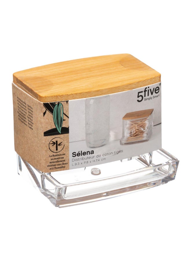 Five Simply Smart Selena Cotton Swab Dispenser Clear and Brown 7.4 x 8 x 9.3 cm 161081 - Image 2