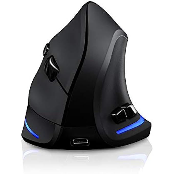 rayihni ERGONOMIC MOUSE, 2.4G WIRELESS VERTICAL OPTICAL MOUSE WITH ADJUSTABLE SENSITIVITY (1000/1600/2400 DPI), 6 BUTTONS FOR PC, DESKTOP, LAPTOP, NOTEBOOK (BLACK) - Image 1