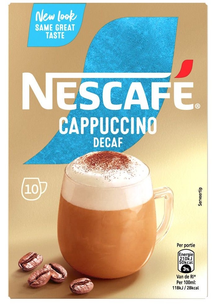 Nestle Nescafe Cappuccino Decaf Flavour Instant Coffee Sachet 125grams Pack of 10 - Image 1