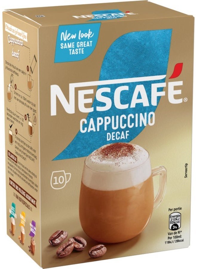 Nestle Nescafe Cappuccino Decaf Flavour Instant Coffee Sachet 125grams Pack of 10 - Image 2