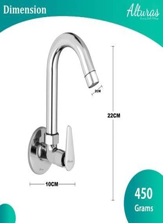 Alturas Fusion Brass Sink Cock with swiveling Spout/Wall Mounted - Image 2