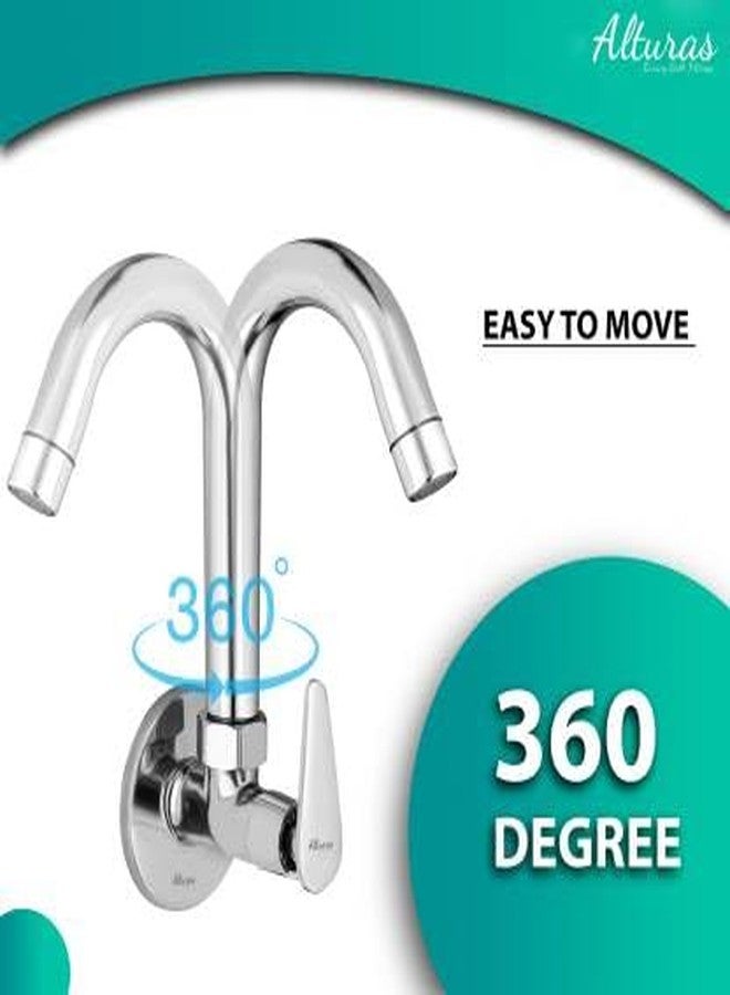 Alturas Fusion Brass Sink Cock with swiveling Spout/Wall Mounted - Image 5
