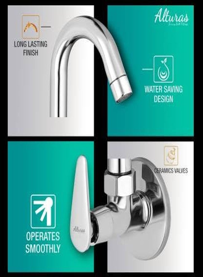 Alturas Fusion Brass Sink Cock with swiveling Spout/Wall Mounted - Image 4