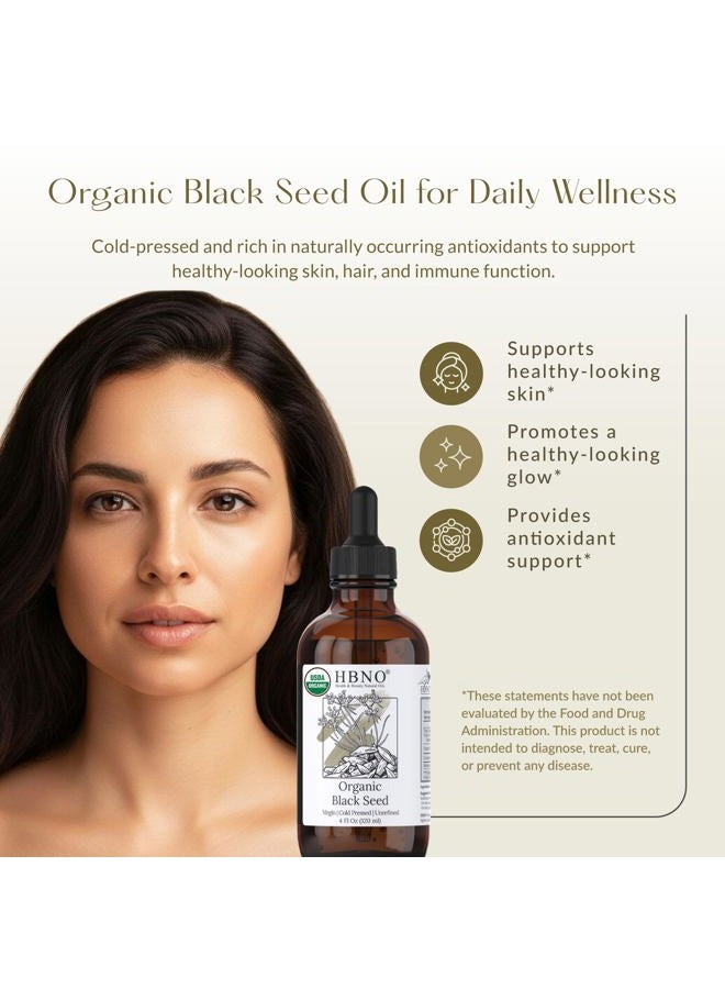 hbno Organic Black Seed Oil - Huge 4oz (120ml) Glass Bottle Value Size - USDA Certified Organic Black Seed Oil, Cold Pressed for Face, Body, Lips, Shampoo & Conditioner - Image 5