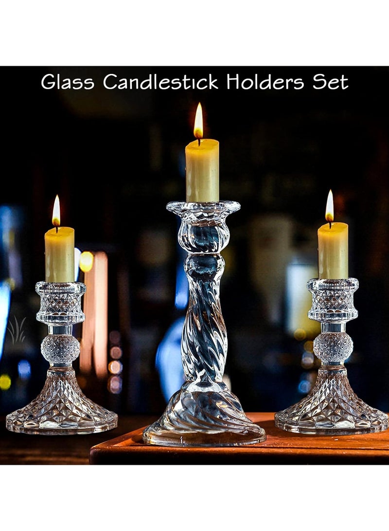 Home zone Set of 8 Glass Candlestick Holders Crystal Candle,for all Formal Events Candlelight dinner Wedding Dinning Party Home Decoration - Image 5