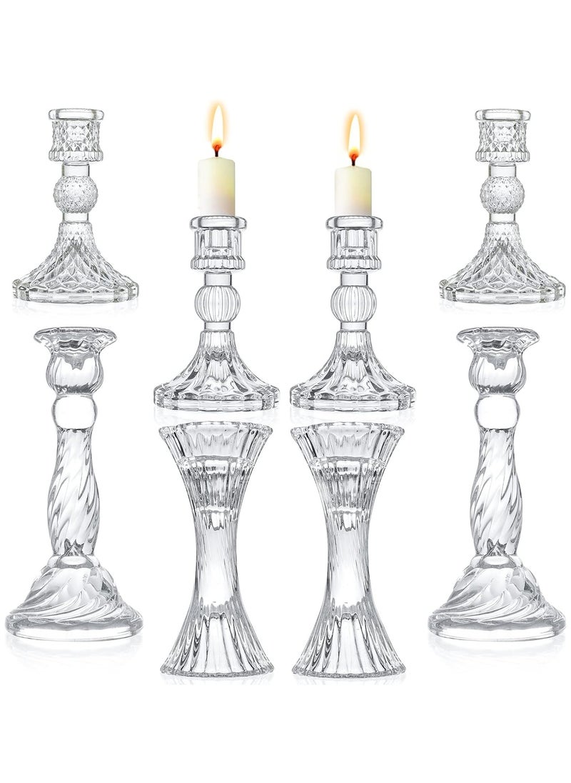 Generic Set of 8 Glass Candlestick Holders Crystal Candle,for all Formal Events Candlelight dinner Wedding Dinning Party Home Decoration  - Image 1