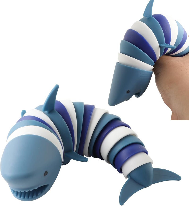 MEIEST Fidget Slug 3D Articulated Stretch Shark, Sensory Stress Relief for Adults and Kids, Pressure Relieving Anti-Anxiety Office Desk Toy (Multi-Color) - Image 1