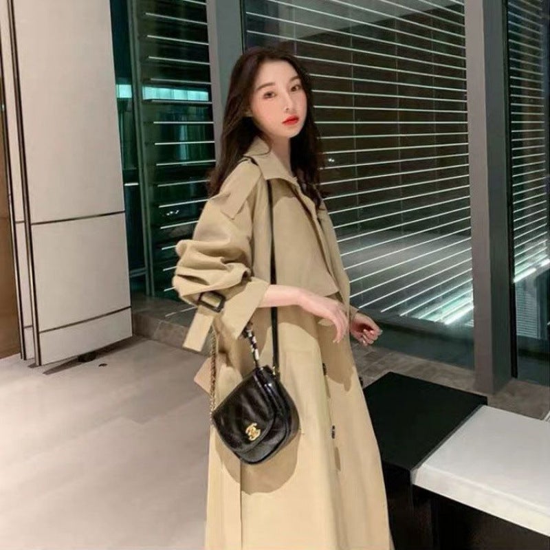 Windbreaker Coat Womens 2024 Spring and Autumn New Arrival Korean Style Mid-length Stylish Fashionable Popular Loose Coat Khaki 