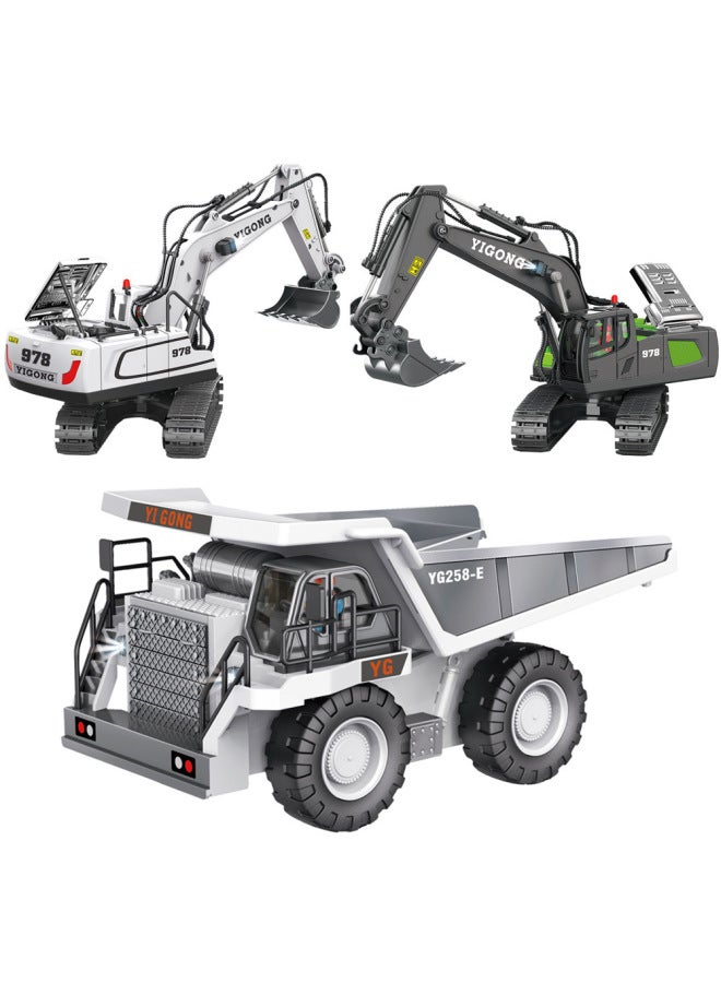 Alloy Remote Control Excavator Children's Toy Car Large Electric Simulation Excavator Boy Engineering Car Toy-Color:6-channel Bc1027 Alloy Excavator - Image 5